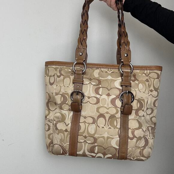 Vintage Y2K Coach Signature Canvas Tote Shoulder Bag - Picture 2 of 6